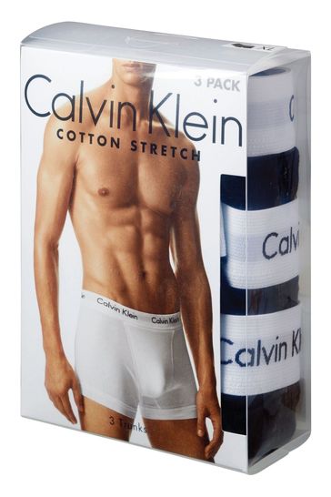 Calvin Klein Black/White Cotton Stretch Boxer Briefs 3 Pack