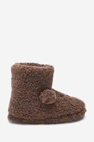 Brown Bear Warm Lined Slipper Boots