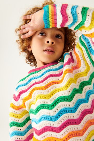 Little Bird by Jools Oliver Multi Rainbow Multicoloured Striped Knitted Jumper