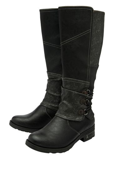 Buy Lotus Black Zip Up Knee High Boots from Next Ireland