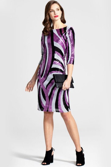 HotSquash Purple Knee Length Sequin Dress