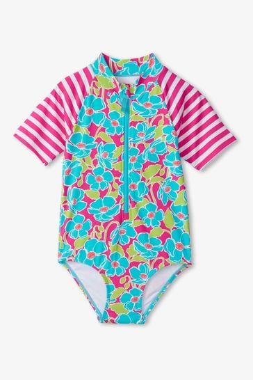 Hatley Blue Poppies Rashguard Swimsuit
