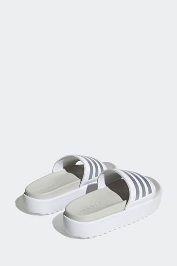 Buy adidas White ADILETTE Sanals from Next Luxembourg