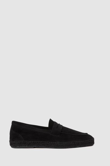 Reiss Black Espadrille Suede Summer Shoes