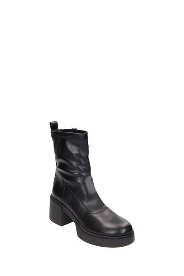 Novo Black London Mid Heel Sock Ankle Boots