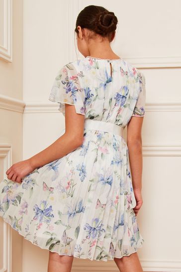 Buy Lipsy White Printed Flutter Sleeve Pleated Occasion Dress 5 16yrs from Next Croatia