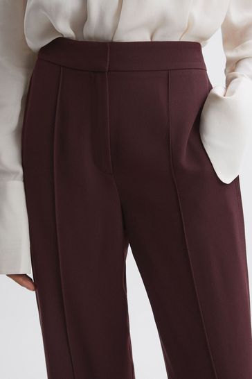 Maroon wide leg trousers sales