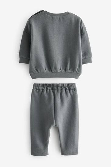 Buy Charcoal Grey Little Man Cosy Baby Sweatshirt And Joggers 2 Piece Set from Next Germany