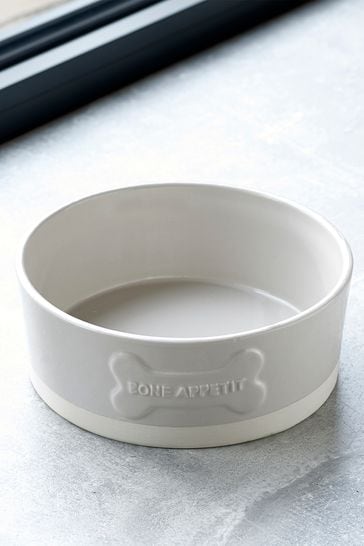 Grey ceramic sales dog bowl