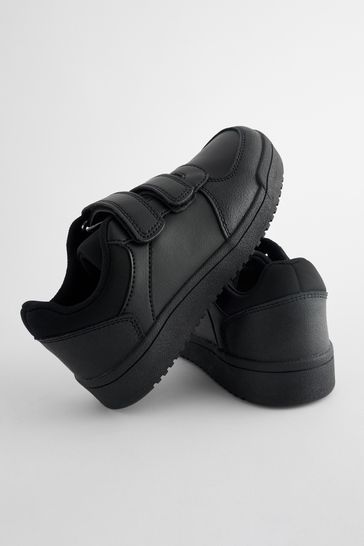Black Standard Fit F Touch Fastening School Shoes
