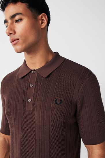 Fred Perry Brick Crochet Knitted Polo Shirt