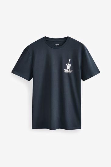 Blue and online black t shirt