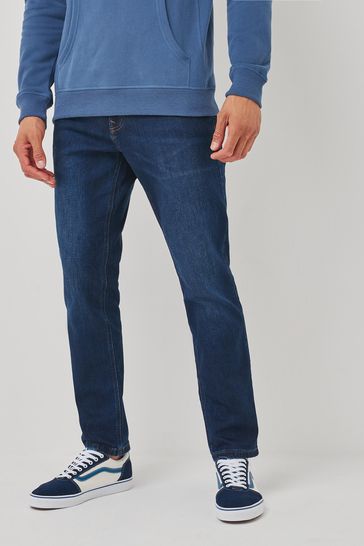 Mid Blue Shower Resistant Slim Fit Authentic Stretch Jeans