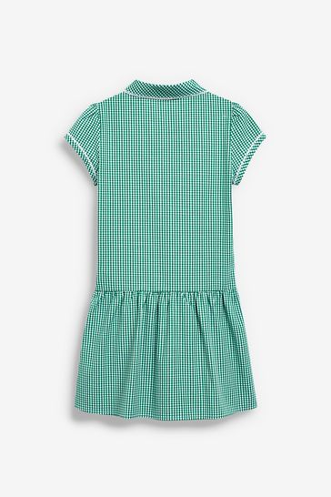 Green Cotton Rich Drop Waist Gingham School Dress 3 14yrs