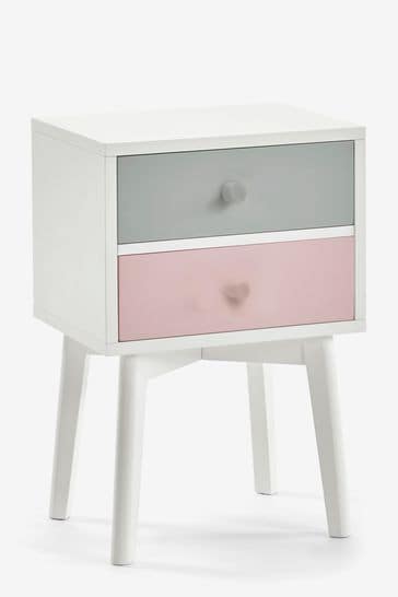 White and pink store bedside table