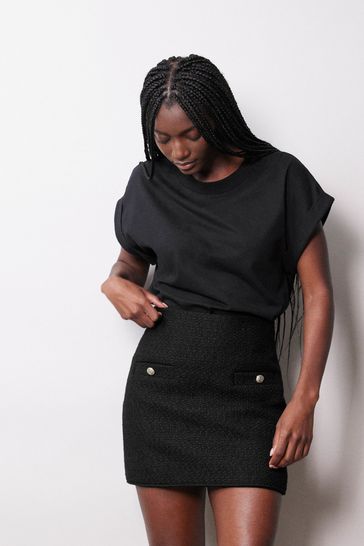 Black tweed skirt deals