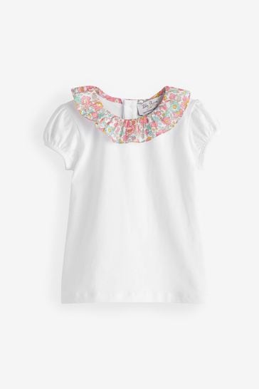 Trotters London Liberty Print Coral Betsy Willow White Jersey Top