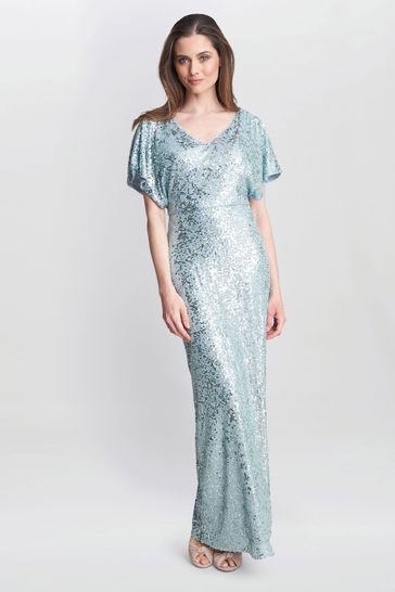 Blue and silver top sequin dress