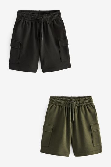 Black/Green 2 Pack Cargo Jersey Shorts (3-16yrs)