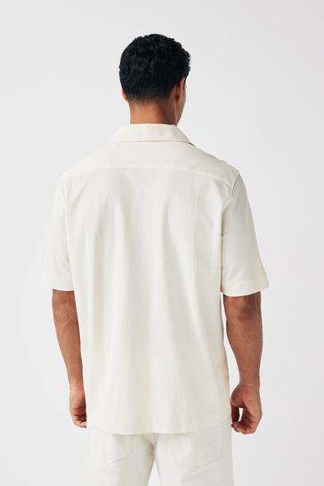Buy Fred Perry Woven Mesh Short Sleeve Resort Ecru White Shirt from Next Poland