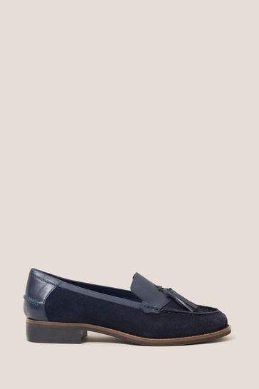 White Stuff Blue Elba Leather Loafers