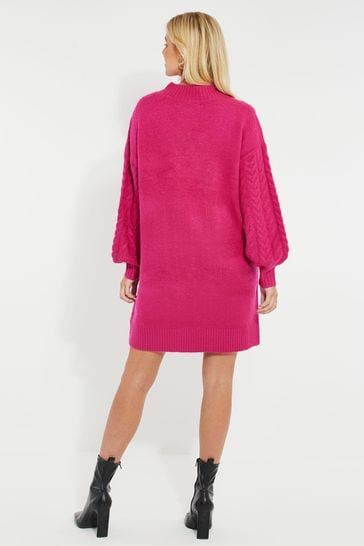 Pink knitted jumper dress clearance