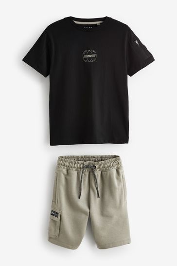 Black/Khaki Utility T-Shirt and Shorts Set (3-16yrs)
