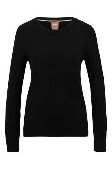 Buy BOSS Black Virgin Wool Crew Neck Jumper from Next Bahrain