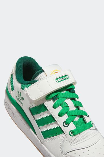 Buy adidas Originals White Green Junior Forum Low White Trainers