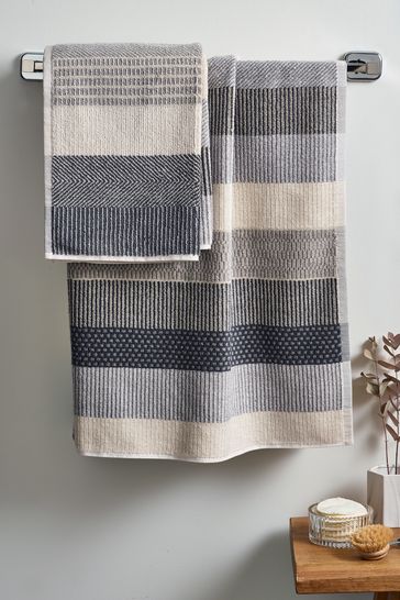 Grey stripe towels shop