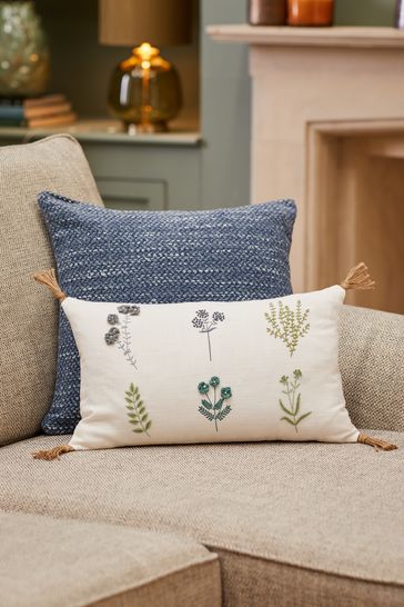 Blue on sale embroidered pillow