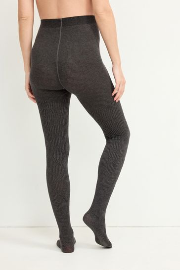Black Maternity Cable Knit Tights