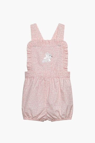 Trotters London Floral Pink Little Bunny Cotton Frilly Bib Shorts