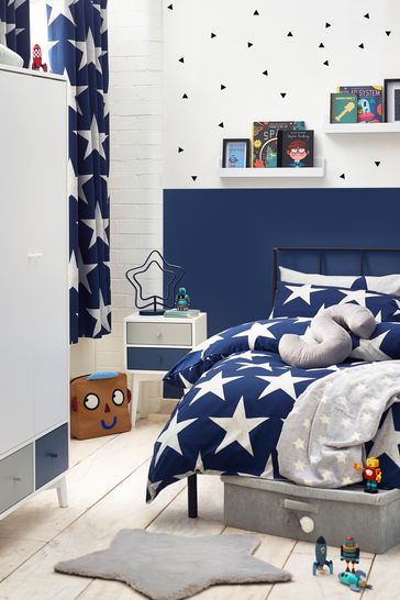 Buy 2 Pack Navy Blue Kids Stars Duvet Cover And Pillowcase Set