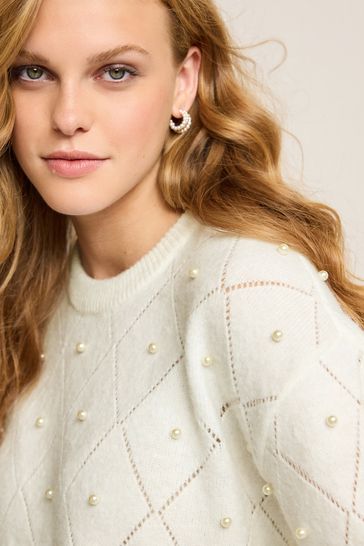 Cream jumper with pearls discount