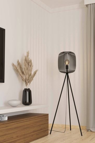 Eglo Black Romazzina Contemporary  Caged Tripod Floor Lamp