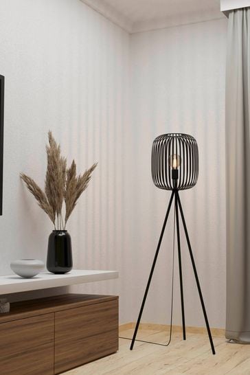 Eglo Black Romazzina Contemporary  Caged Tripod Floor Lamp