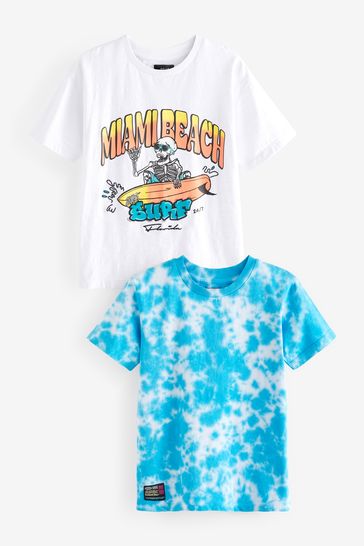 Blue Tie Dye Graphic Short Sleeve T-Shirts 2 Pack (3-16yrs)