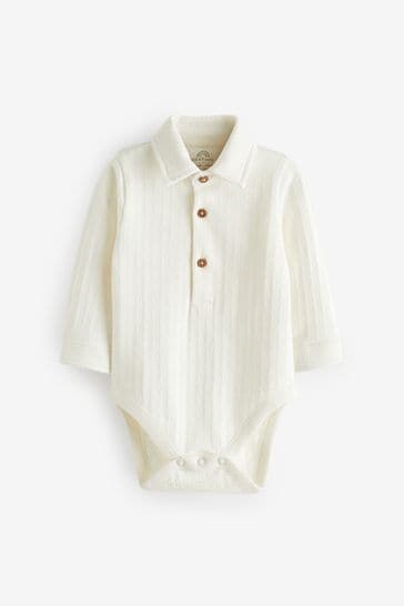 White Textured Shirt Baby Bodysuit