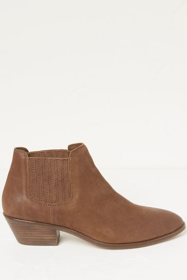 FatFace Brown Ava Western Ankle Boots