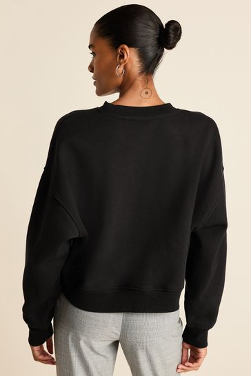 Solid Black Shorter Length Heavyweight Brushed Sweatshirt