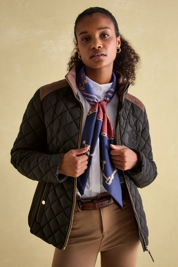Buy Joules Braemar Luxe Black Showerproof Diamond Quilted Coat from Next Denmark