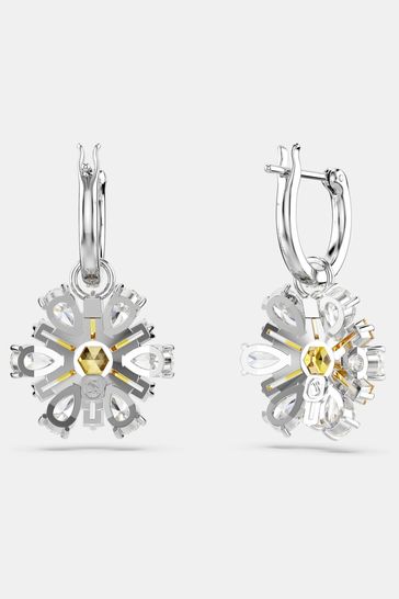 Buy Swarovski Silver Tone Daisy Crystal Hoop Earrings from Next