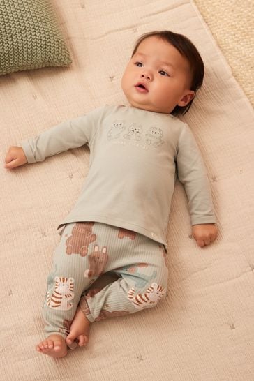 Buy Teal Blue Animal Baby T Shirt And Leggings 2 Piece Set from