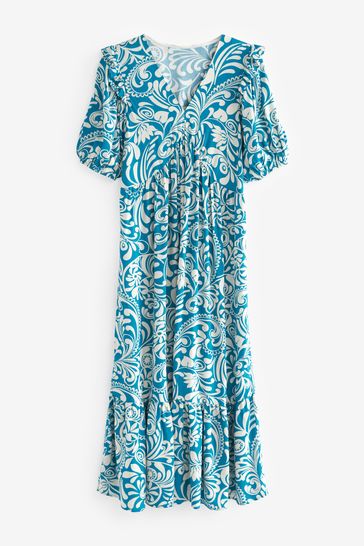 Blue floral on sale ruffle dress