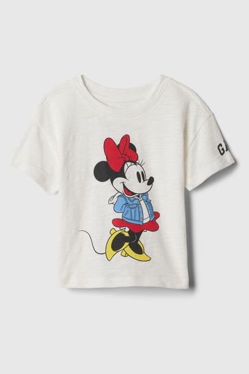 Gap White Disney Minnie Mouse Graphic Crew Neck Short Sleeve T-Shirt (6mths-5yrs)