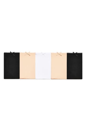 Black/White/Nude High Leg Microfibre Knickers 5 Pack