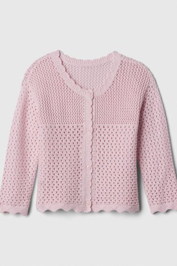 Buy Gap Pink Crochet Cardigan from Next Luxembourg