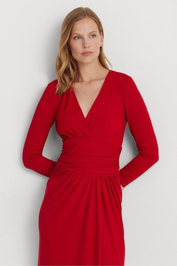 Lauren ralph lauren ruched jersey dress hot sale