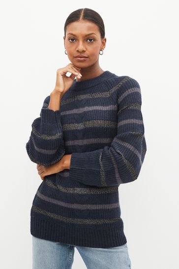 Buy Navy Blue Sparkle Stripe Jumper from Next Lithuania